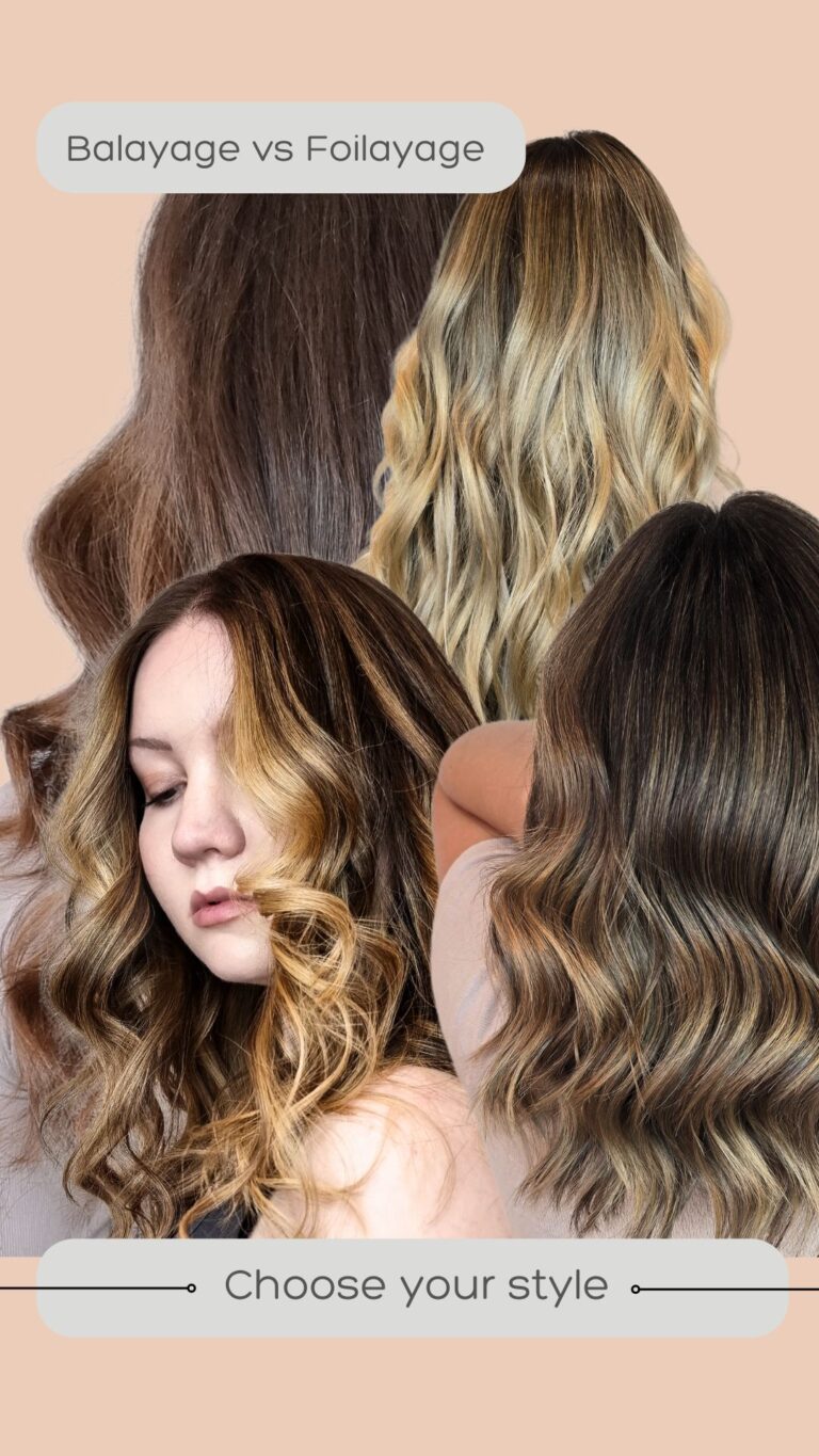 balayage vs foilayage hair collage photo